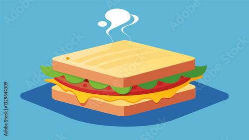 The gentle hiss of the press releasing a piping hot sandwich enticing customers with its delicious smells.. Vector illustration