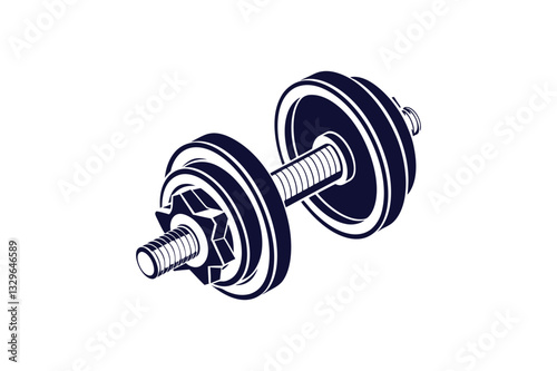 dumbbell with a single weight clip art vector illustration