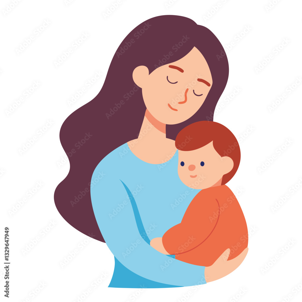 Tender Mother's Day Embrace: Mom & Sleeping Toddler Baby Love Care Cute Tender Mother's Day Embrace: Mom & Sleeping Toddler Baby Love Care Cute