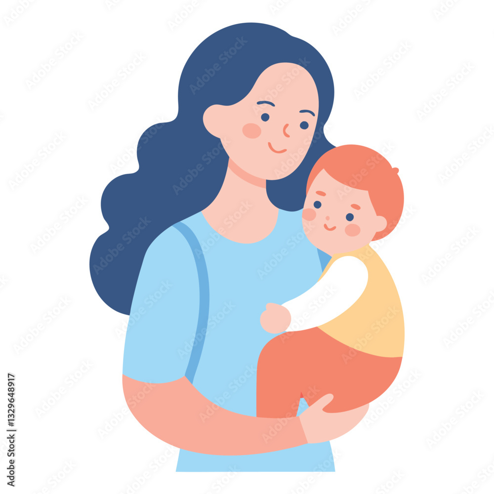 Sweet Mother's Day: Mom Carrying Sleepy Child Home Joy Love Care Cute Sweet Mother's Day: Mom Carrying Sleepy Child Home Joy Love Care Cute