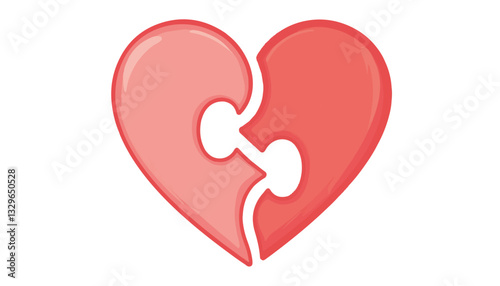 Puzzle pieces forming heart shape on white background, love symbolism