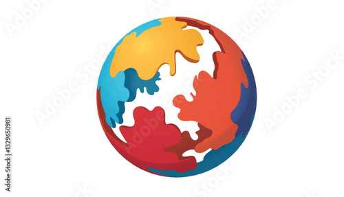 Abstract multicolored globe illustration, vibrant geometric design