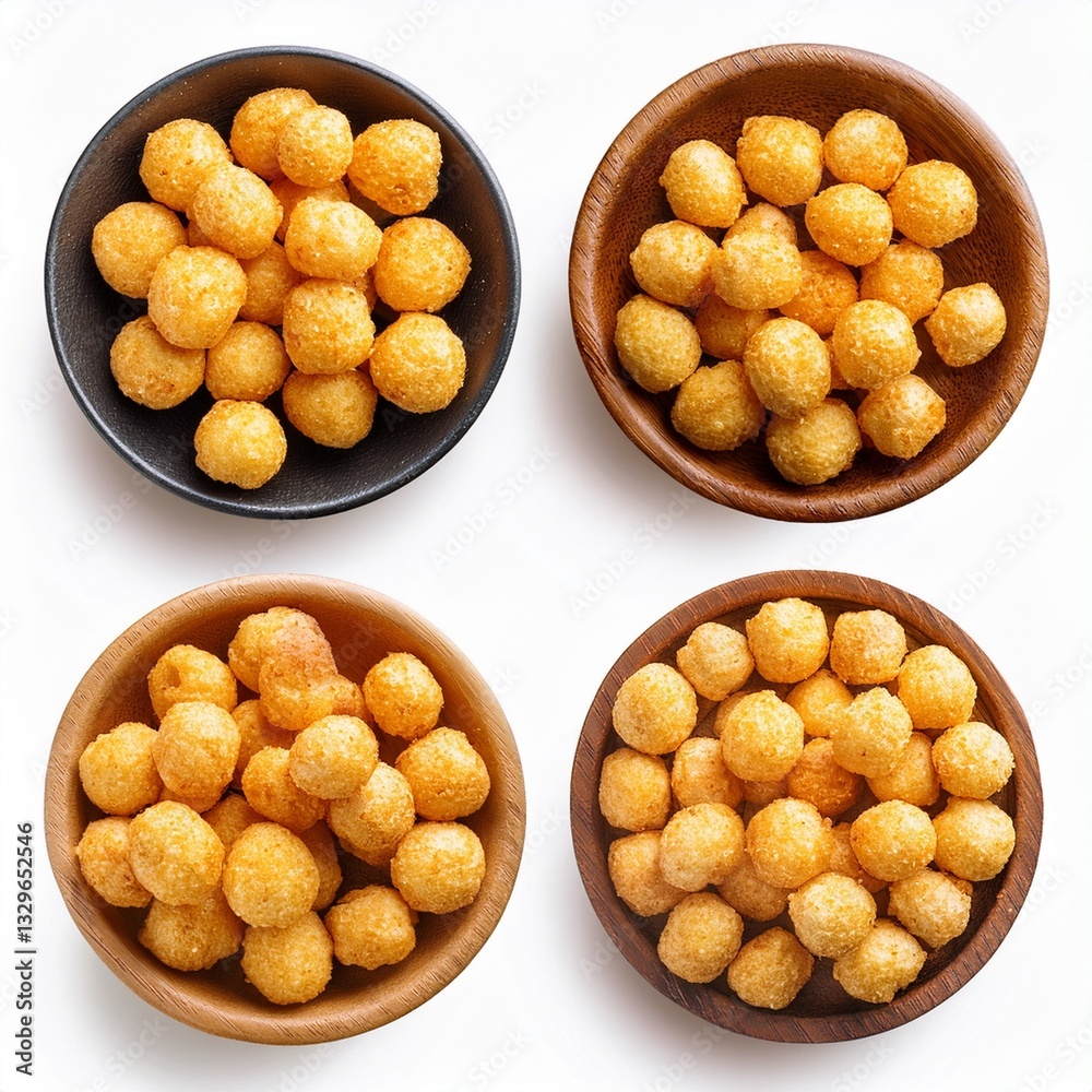 Collection set of crispy corn balls isolated on transparent or white background Collection set of crispy corn balls isolated on transparent or white background