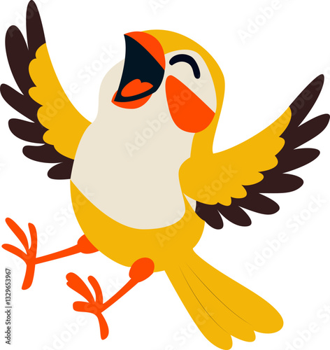 Happy Yellow Bird Cartoon