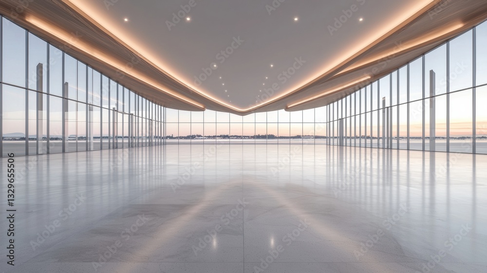 Fototapeta premium Exploring the Essence of Normalist Architecture in a Spacious Room with City Views