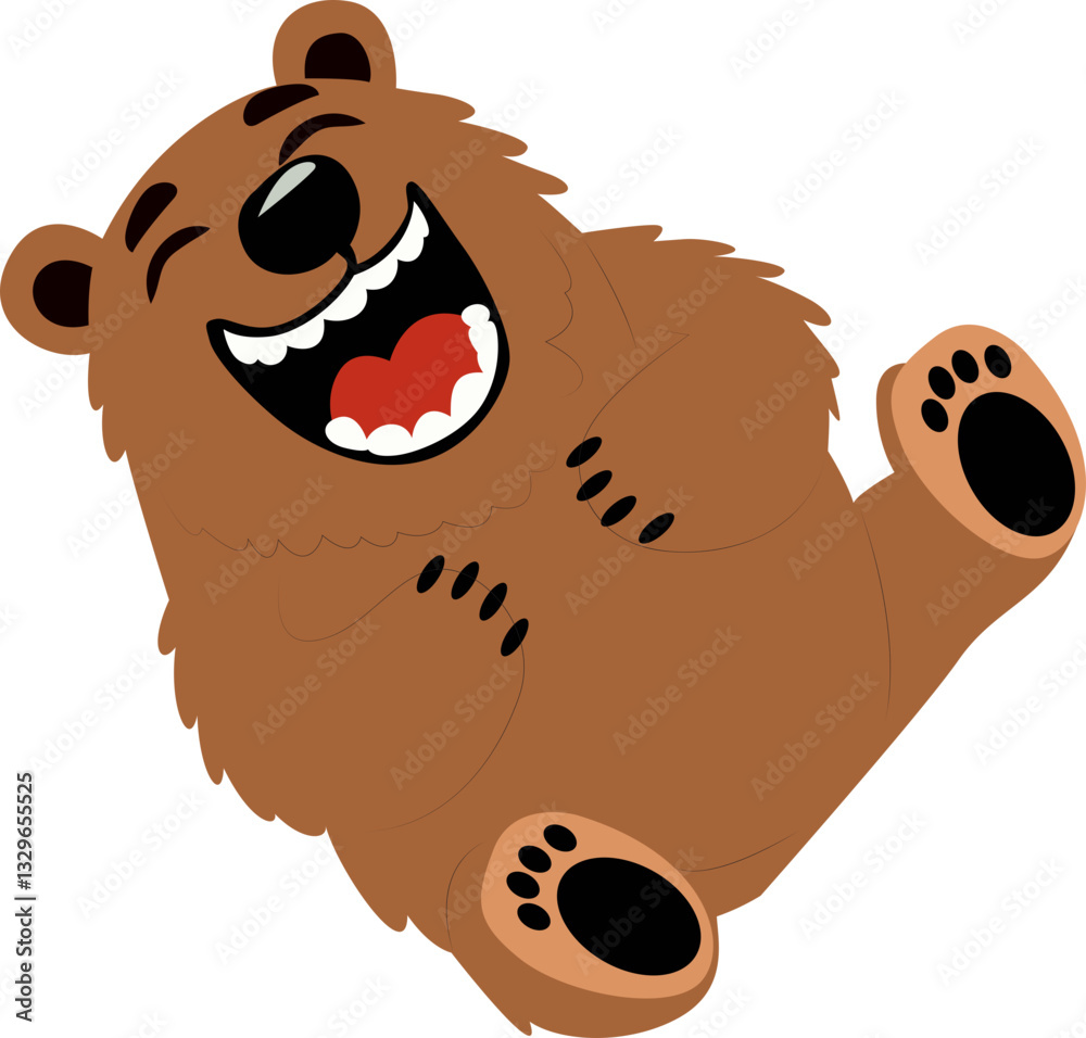 Happy Brown Bear Laughs Cartoon