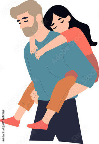 Father Piggybacking Daughter