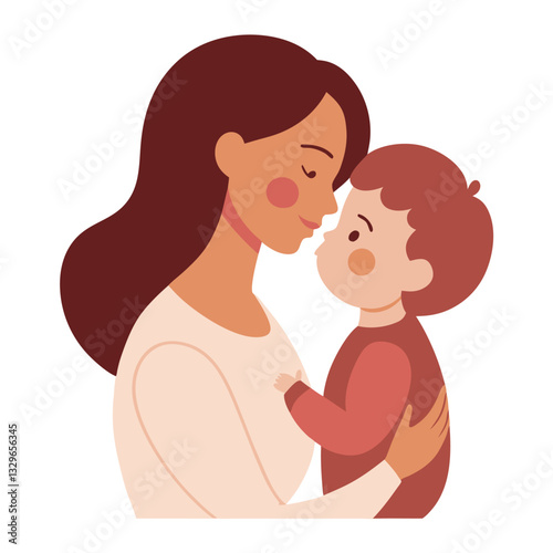 Tender Mother's Day Kiss: Mom & Baby Love art flat cute care bond happy