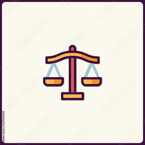 Balanced Scales Icon Depicting Justice and Legal Equilibrium Illustration