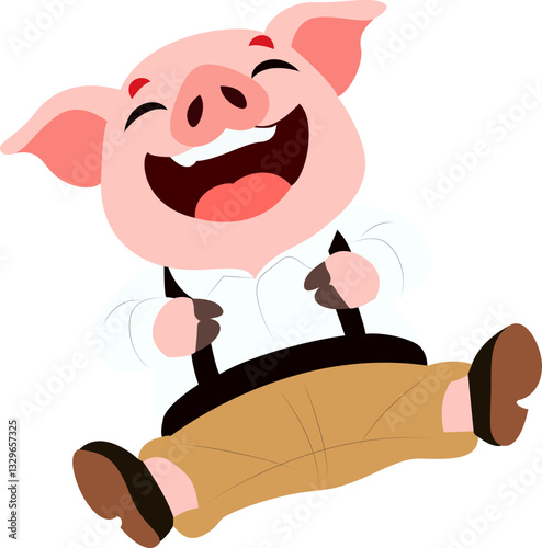 Happy Cartoon Pig Jumping