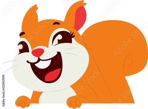 Happy Cartoon Squirrel Peeking