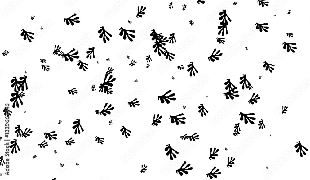 Abstract black floral silhouette pattern on white background creating a delicate and modern design suitable for various creative projects Abstract black floral silhouette pattern on white background creating a delicate and modern design suitable for various creative projects