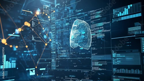 Advanced AI Neural Network and Digital Brain Simulation in a Futuristic Cyber Interface