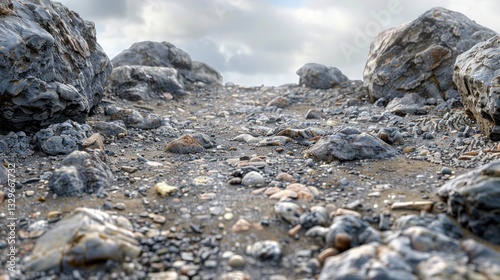 Rocky Shoreline Under a Cloudy Sky