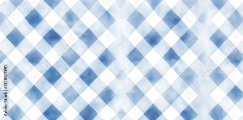 A soft, watercolor pattern featuring a blue and white diamond lattice design, evoking a calming and serene aesthetic.