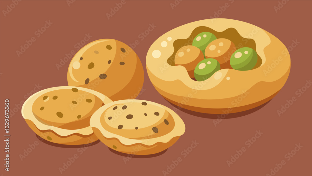 The dough was divided into small balls each one expertly flattened and filled with the savory mixture before being carefully sealed to create the perfect salte a shape.. Vector illustration The dough was divided into small balls each one expertly flattened and filled with the savory mixture before being carefully sealed to create the perfect salte a shape.. Vector illustration