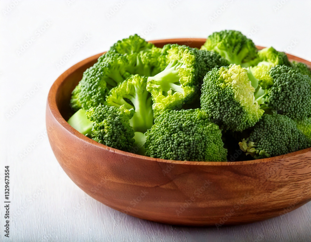 bowl filled with fresh, vibrant green broccoli florets bowl filled with fresh, vibrant green broccoli florets