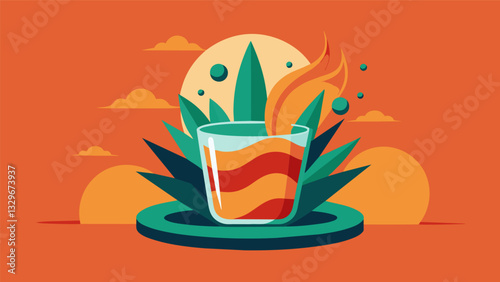 The first sip of mescal hits like a warm wave awakening the taste buds with a complex blend of agave and e.. Vector illustration