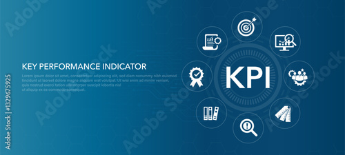 5KPI, key performance indicator concept. analytics of Key Performance Indicator. data to review and improve business of measure achievement versus planned target. icons vector illustrator