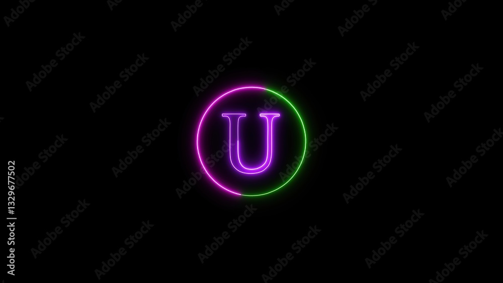 Glowing letter U adds modern appeal, infusing creativity and bright energy into typographic design. Glowing letter U adds modern appeal, infusing creativity and bright energy into typographic design.