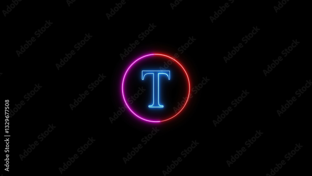 Glowing letter T shines with energy, highlighting innovative design elements and creative typographic style Glowing letter T shines with energy, highlighting innovative design elements and creative typographic style
