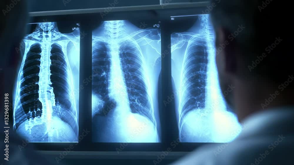 Doctors Examining Chest X Rays on Screen Medical Examination of Human Chest for Healthcare Professionals