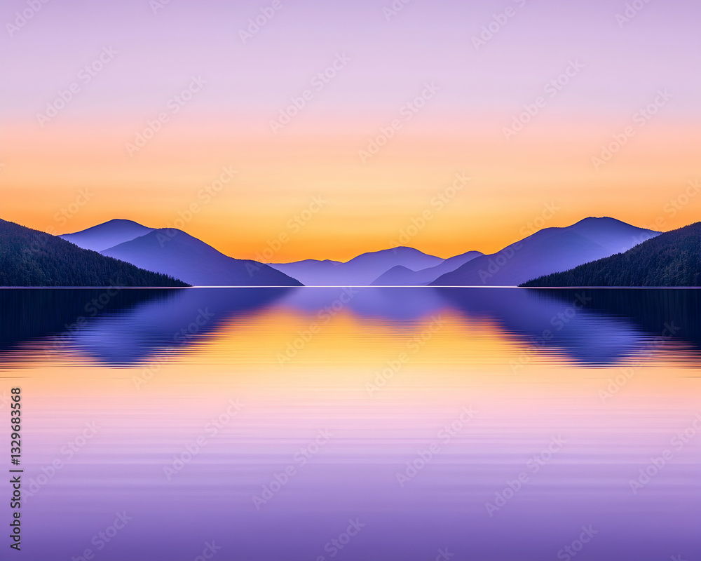 Obraz premium Serene mountain reflection at dawn