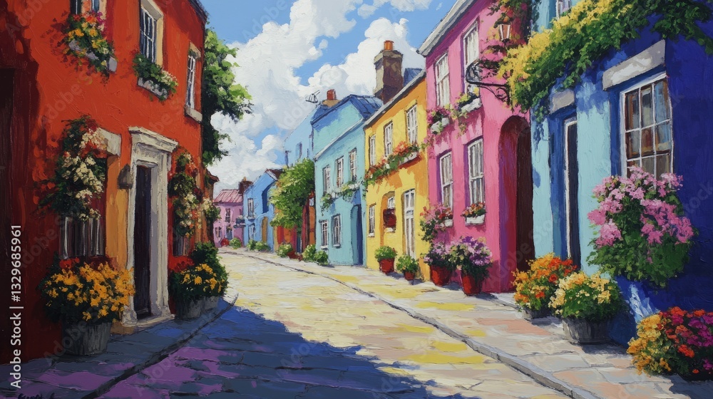 Fototapeta premium Kinsale Street: Colorful Old Town Architecture in Cork, Ireland