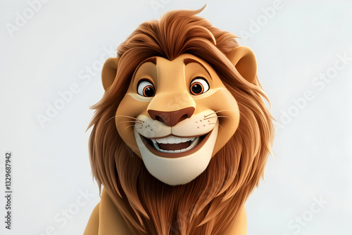 Lion displaying a fun and confident look on a fresh white background.