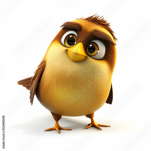 Bird showing a bright and friendly face against a clean white background.