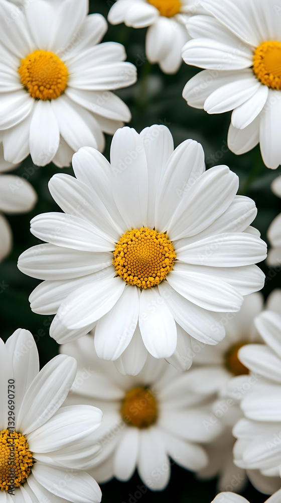 Obraz premium White daisies close-up, garden background