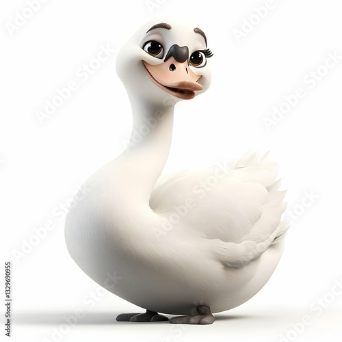 Swan displaying a happy and bright mood against a simple white background.