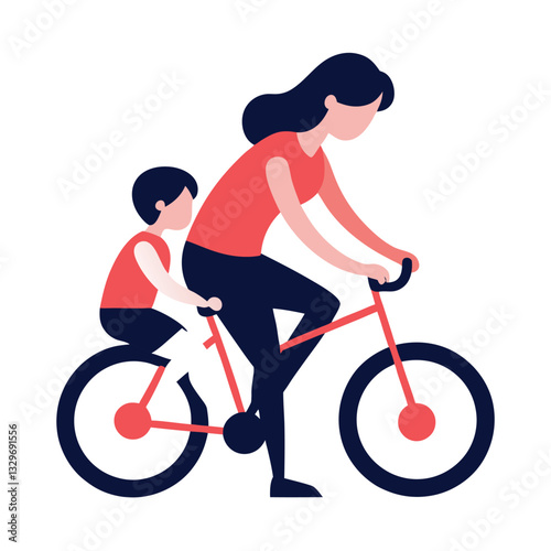 Mother's Day: Teaching Child to Ride a Bike Fun Joy Love Care Happy   