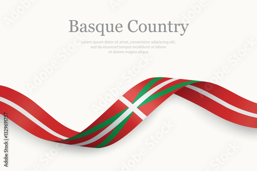 Basque Country flag on Waving ribbon. Autonomous community of Spain