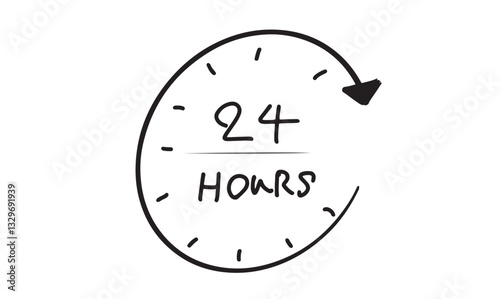 clock watch 24 twenty four hour number drawing black color icon circle round written business alarm sign service stopwatch minute deadline drawing countdown symbol clock 24 hour bell clockface work 