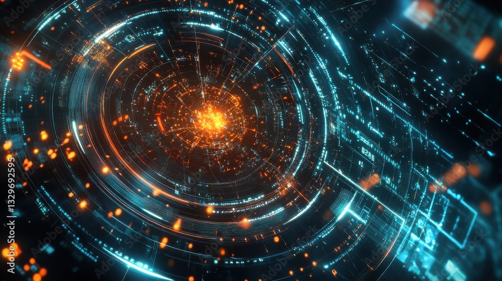 Obraz premium Holographic Display Showing Quantum Coherence Pattern