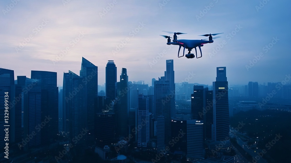 Drone's-Eye View of a Metropolis at Dawn: A Stunning Aerial Perspective of Skyscrapers Drone's-Eye View of a Metropolis at Dawn: A Stunning Aerial Perspective of Skyscrapers