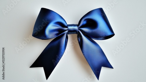 Stunning blue bow tied symmetrically on a clean white background, radiating elegance and charm.