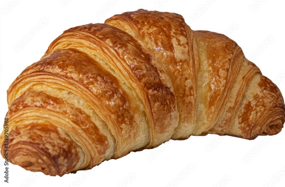 Golden Croissant Pastry on White Background for Bakery and Breakfast Golden Croissant Pastry on White Background for Bakery and Breakfast