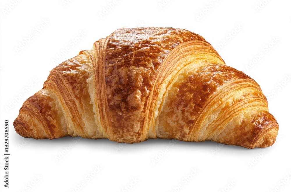 Golden Brown Croissant Close-up on White Background Perfect for Breakfast Imagery Golden Brown Croissant Close-up on White Background Perfect for Breakfast Imagery