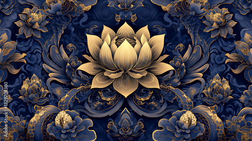 A highly detailed oriental ethnic seamless pattern with intricate motifs influenced by Chinese and Persian art.