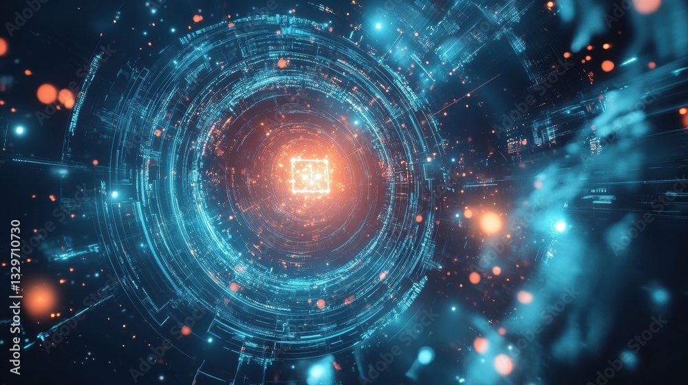 Obraz premium Ai-powered Quantum Satellite Transmitting Encrypted.