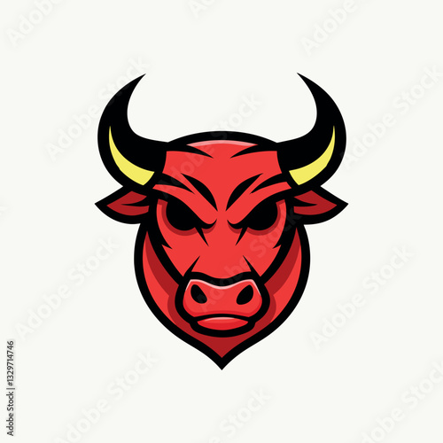 Bull Head Mascot Logo Icon Design on White Background – Powerful and Aggressive Symbol