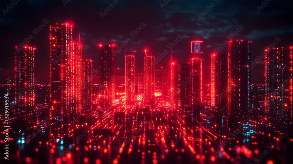 Futuristic smart city with interconnected AI systems ensuring seamless data communication Futuristic smart city with interconnected AI systems ensuring seamless data communication