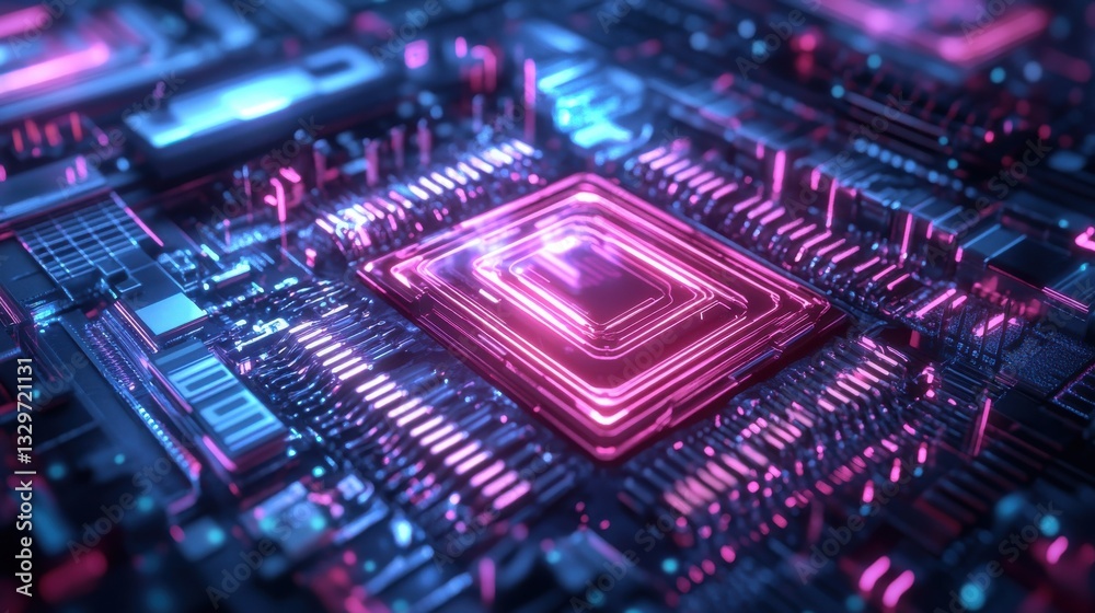 Quantum Chip Glowing Under Swirling Holographic Qubit Quantum Chip Glowing Under Swirling Holographic Qubit