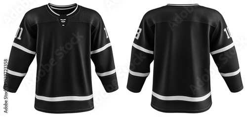 Black hockey jersey mockup on transparent background