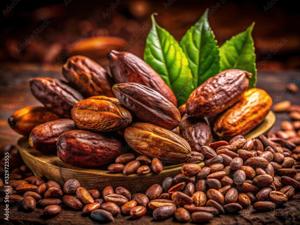 Organic Cocoa Beans: Brown Background Outline, Sustainable Farming, Chocolate Production, Cacao Beans Illustration Organic Cocoa Beans: Brown Background Outline, Sustainable Farming, Chocolate Production, Cacao Beans Illustration