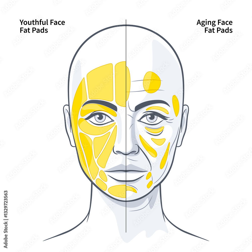 The Functional Anatomy of the Superficial Fat Pads Youthful and Aging Face illustration The Functional Anatomy of the Superficial Fat Pads Youthful and Aging Face illustration