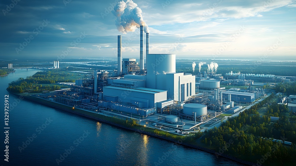 Fototapeta premium Future nuclear power stations integrating SMR technology