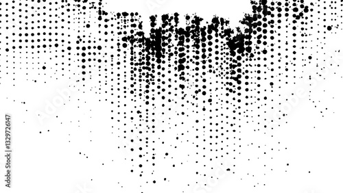 Halftone grunge urban vector. Distressed texture. Grunge white background. Black white halftone dotted white background. Black spots, splashes and dotted paint marks on a white background. 